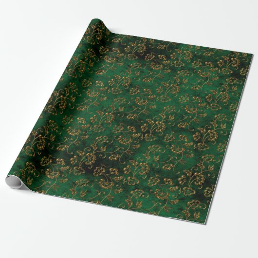 Old Gold Emerald French  Cadeaupapier (Uitgerold)