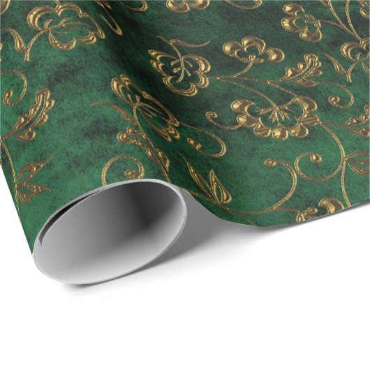 Old Gold Emerald French  Cadeaupapier (Rol Hoek)