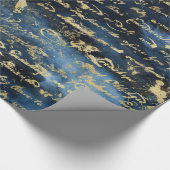 Old Gold Script Navy Blue Cadeaupapier (Hoek)