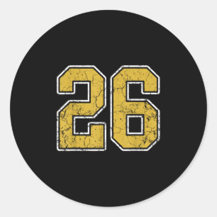 Old Gold Zwart Wit Sportnummer 26 Jersey Unifo Ronde Sticker