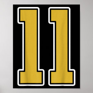 Old Gold Zwart Wit SRTS Nummer 11 Jersey Uniform Poster