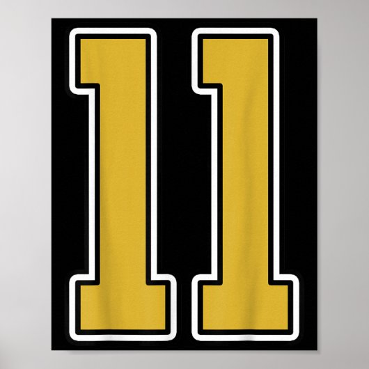 Old Gold Zwart Wit SRTS Nummer 11 Jersey Uniform Poster (Voorkant)