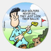 Old Golfer Ronde Sticker (Voorkant)