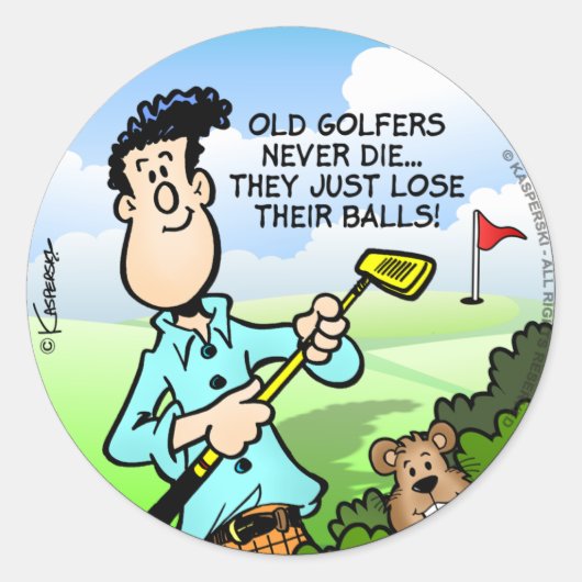 Old Golfer Ronde Sticker (Voorkant)