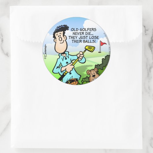 Old Golfer Ronde Sticker (Tas)