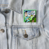 Old Golfer Vierkante Button 5,1 Cm (In situ)