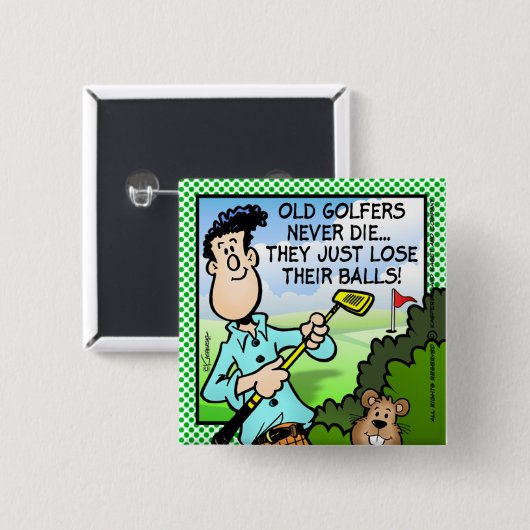 Old Golfer Vierkante Button 5,1 Cm (Voorkant /achterkant)