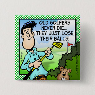 Old Golfer Vierkante Button 5,1 Cm
