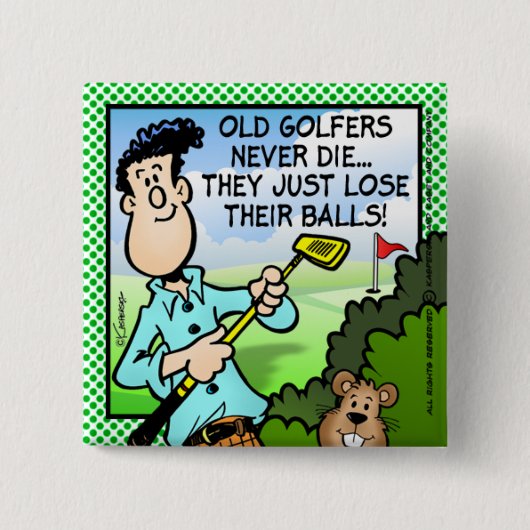 Old Golfer Vierkante Button 5,1 Cm (Voorkant)