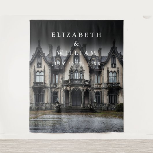 Old Gothic Mansion Photo Booth Prop Achtergrond Wandkleed (Voorkant)