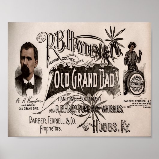 Old Grand Dad Sour Mash Whiskey Poster (Voorkant)