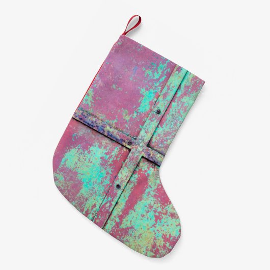 Old green painted wall with rust texture. Grunge r Kleine Kerstsok (Voorkant (Hangend))