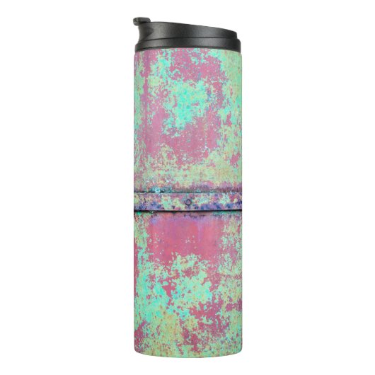 Old green painted wall with rust texture. Grunge r Thermosbeker (Geroteerd rechts)