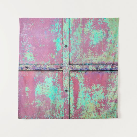 Old green painted wall with rust texture. Grunge r Wandkleed (Voorkant)
