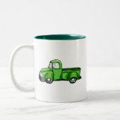 Old Green Pickup Truck Tweekleurige Koffiemok (Links)