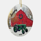 Old Green Tractor kerst Keramisch Ornament (Rechts)