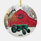 Old Green Tractor kerst Keramisch Ornament (Voorkant)