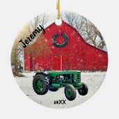 Old Green Tractor kerst Keramisch Ornament (Achterkant)