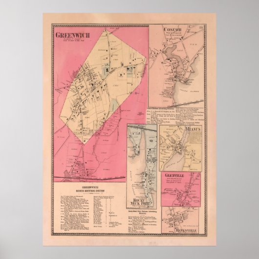 Old Greenwich CT Map (1867)  Connecticut Poster (Voorkant)