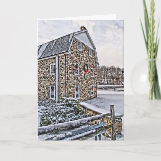 Old Grist Mill Holiday Card Feestdagen Kaart (Voorkant)