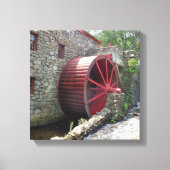 Old Grist Mill - Red Water Wheel, Sudbury, MA Canv Canvas Afdruk (Voorkant)