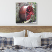Old Grist Mill - Red Water Wheel, Sudbury, MA Canvas Afdruk (Insitu (Slaapkamer))
