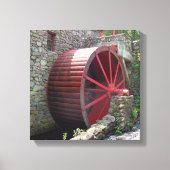 Old Grist Mill - Red Water Wheel, Sudbury, MA Canvas Afdruk (Voorkant)