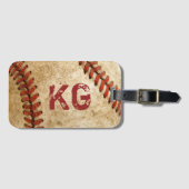 Old Grunge Baseball Personalized Monogram Initiale Bagagelabel (Voorkant (horizontaal))