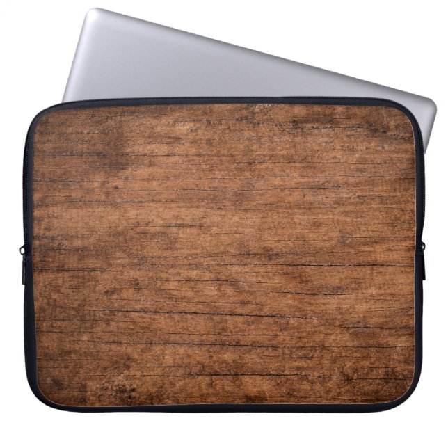 Old grunge dark textured wooden background, The su Laptop Sleeve (Voorkant)
