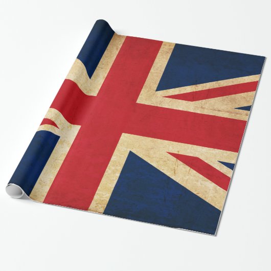 Old  Grunge United Kingdom Flag Union Jack Cadeaupapier (Uitgerold)