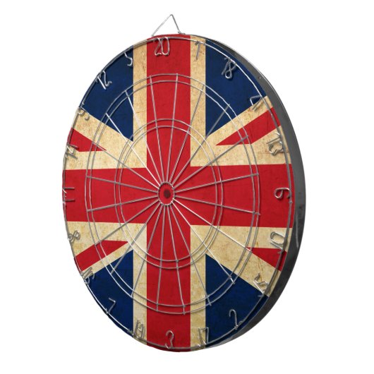 Old Grunge United Kingdom Flag Union Jack Dartbord (Voorkant Rechts)