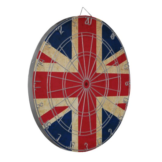 Old  Grunge United Kingdom Flag Union Jack Dartbord (Voorkant Links)