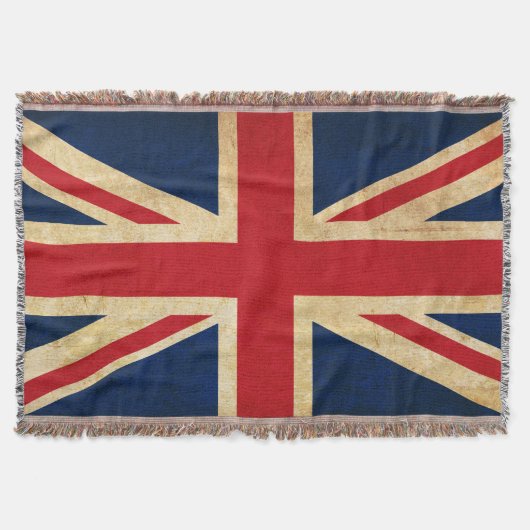 Old  Grunge United Kingdom Flag Union Jack Deken (Voorkant)