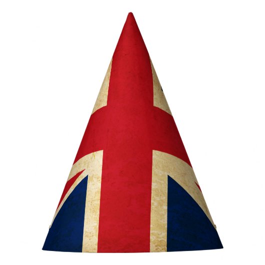 Old  Grunge United Kingdom Flag Union Jack Feesthoedjes (Voorkant)