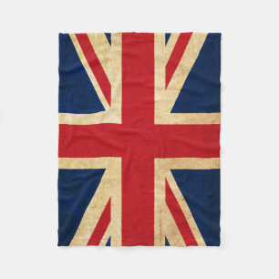 Old Grunge United Kingdom Flag Union Jack Fleece Deken