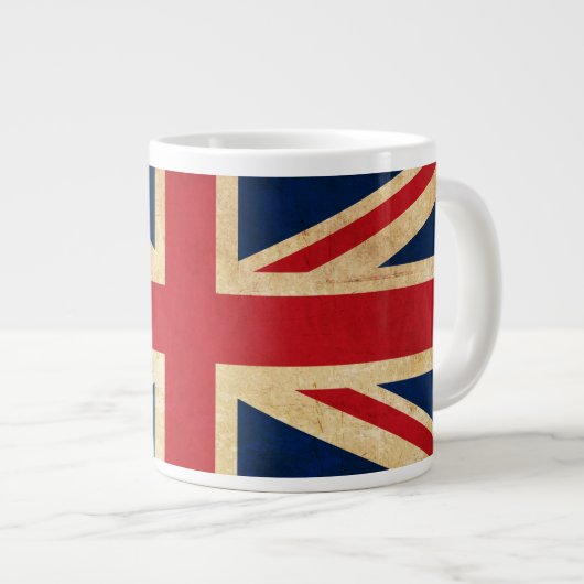 Old Grunge United Kingdom Flag Union Jack Grote Koffiekop (Voorkant rechts)