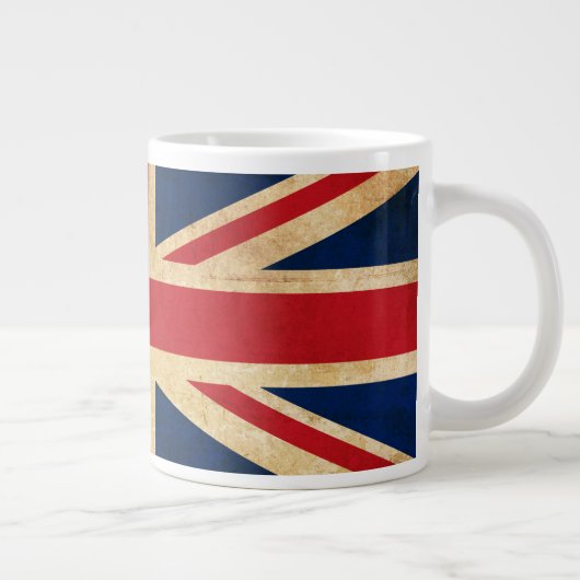 Old  Grunge United Kingdom Flag Union Jack Grote Koffiekop (Rechts)