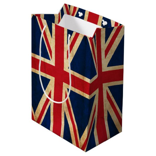Old  Grunge United Kingdom Flag Union Jack Medium Cadeauzakje (Achterkant Gekanteld)