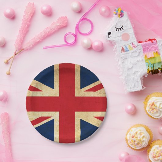 Old Grunge United Kingdom Flag Union Jack Papieren Bordje (Feest)