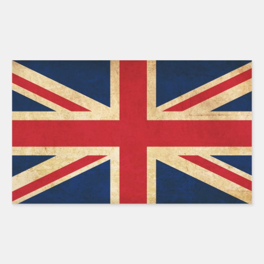 Old  Grunge United Kingdom Flag Union Jack Rechthoekige Sticker (Voorkant)