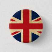 Old Grunge United Kingdom Flag Union Jack Ronde Button 3,2 Cm (Voorkant)