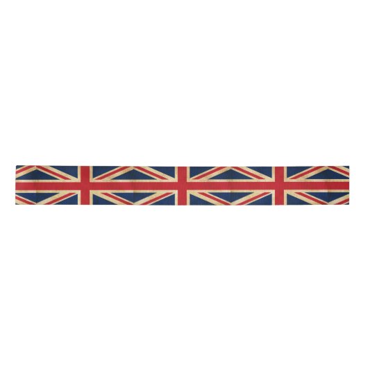 Old Grunge United Kingdom Flag Union Jack Satijnen Lint (Voorkant)