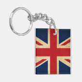 Old  Grunge United Kingdom Flag Union Jack Sleutelhanger (Voorkant Links)