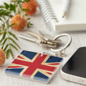 Old  Grunge United Kingdom Flag Union Jack Sleutelhanger (Voorkant Rechts)