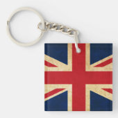 Old  Grunge United Kingdom Flag Union Jack Sleutelhanger (Voorkant)