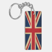 Old Grunge United Kingdom Flag Union Jack Sleutelhanger (Voorkant Links)