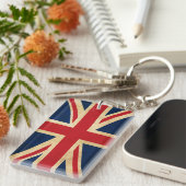 Old Grunge United Kingdom Flag Union Jack Sleutelhanger (Voorkant Rechts)