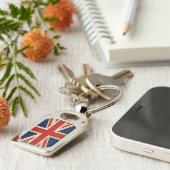 Old  Grunge United Kingdom Flag Union Jack Sleutelhanger (Zijkant)