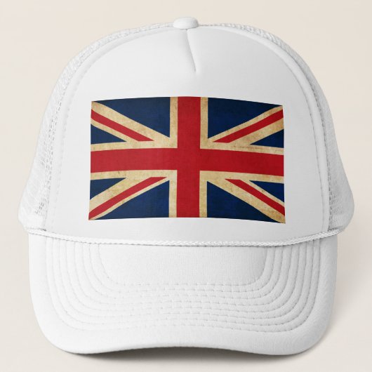 Old  Grunge United Kingdom Flag Union Jack Trucker Pet (Voorkant)