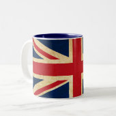 Old  Grunge United Kingdom Flag Union Jack Tweekleurige Koffiemok (Voorkant links)